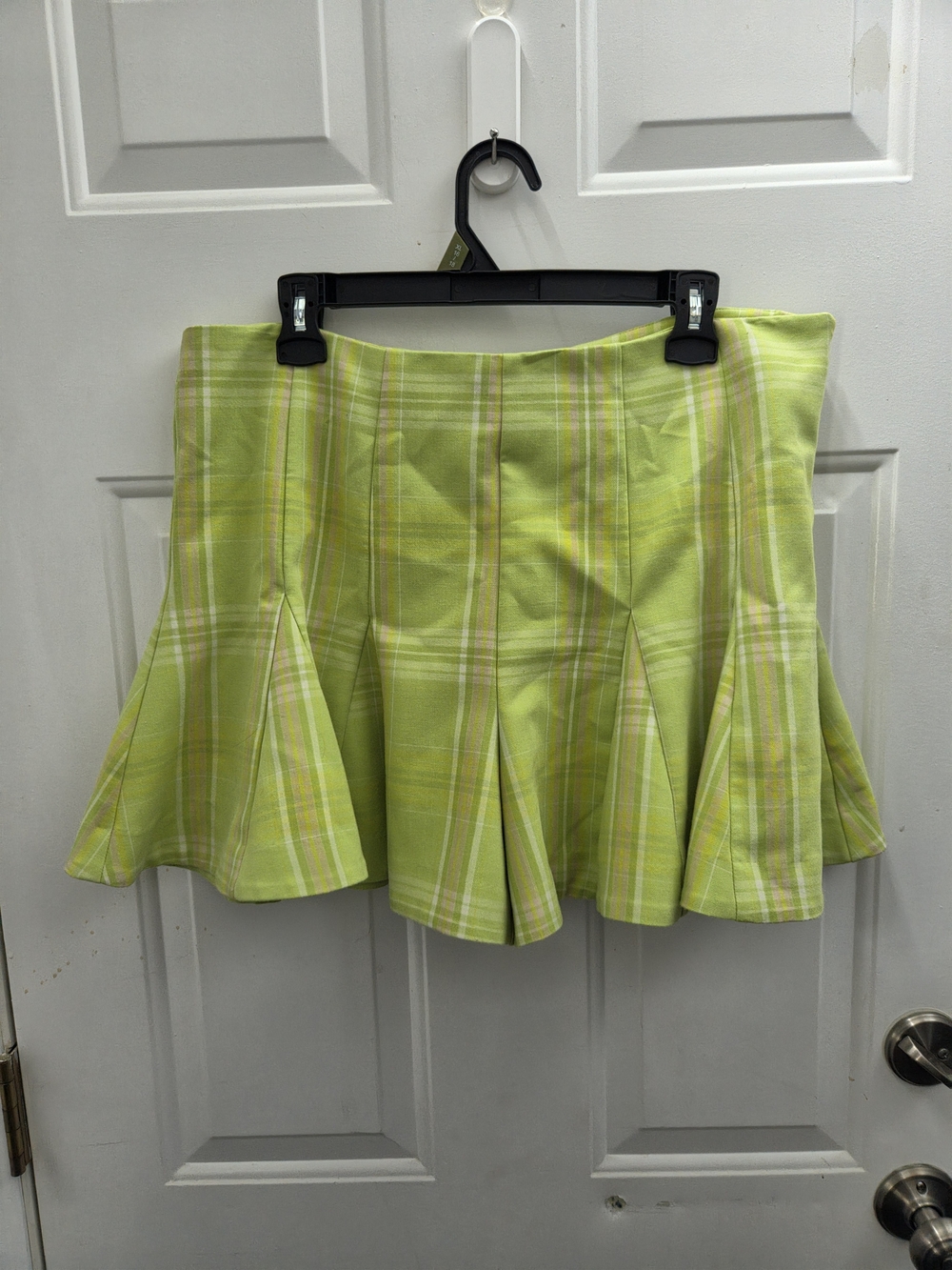 Mauve Lime Plaid Skater Skirt